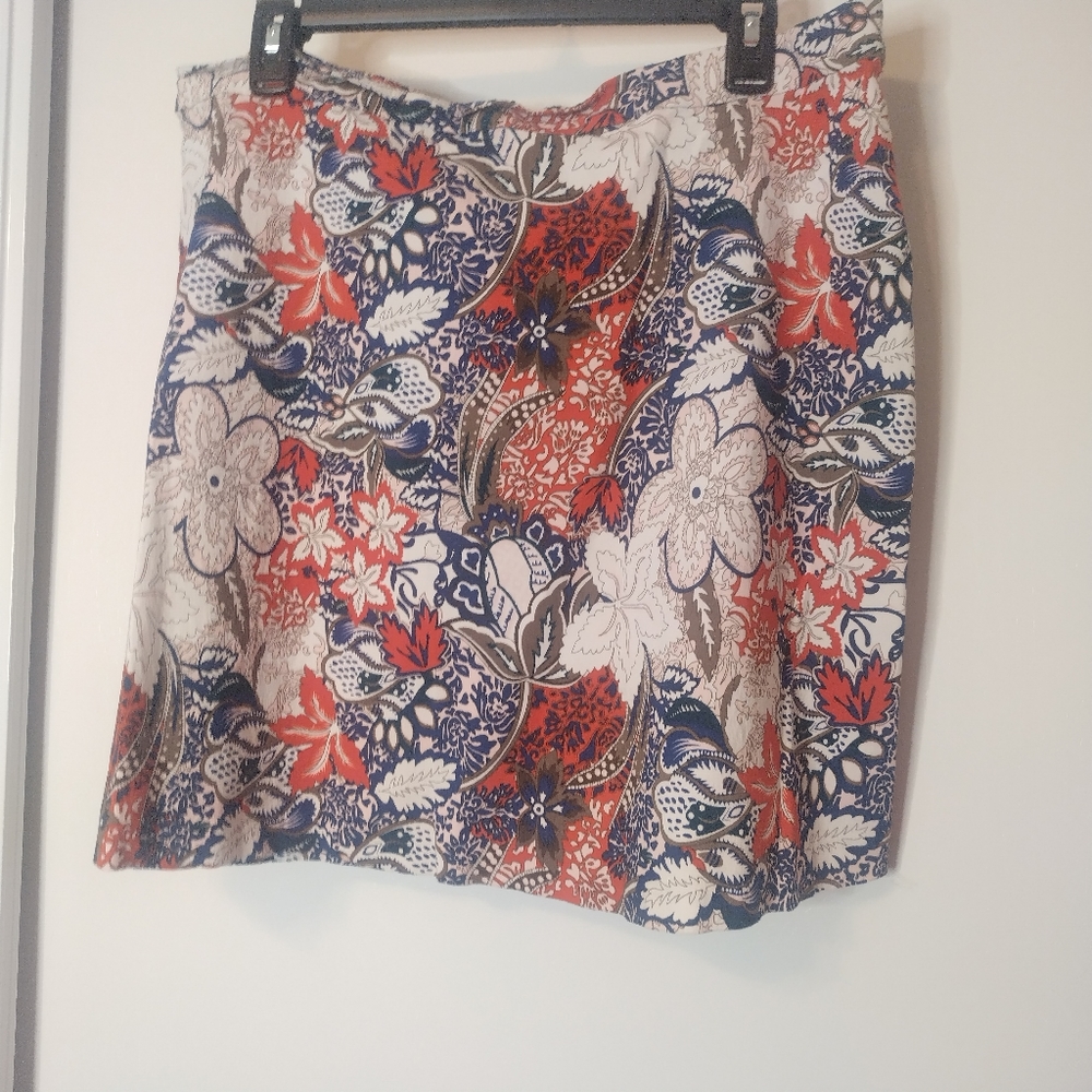 MARGARET M Pull-on Floral Miniskirt size XL Blue and Red